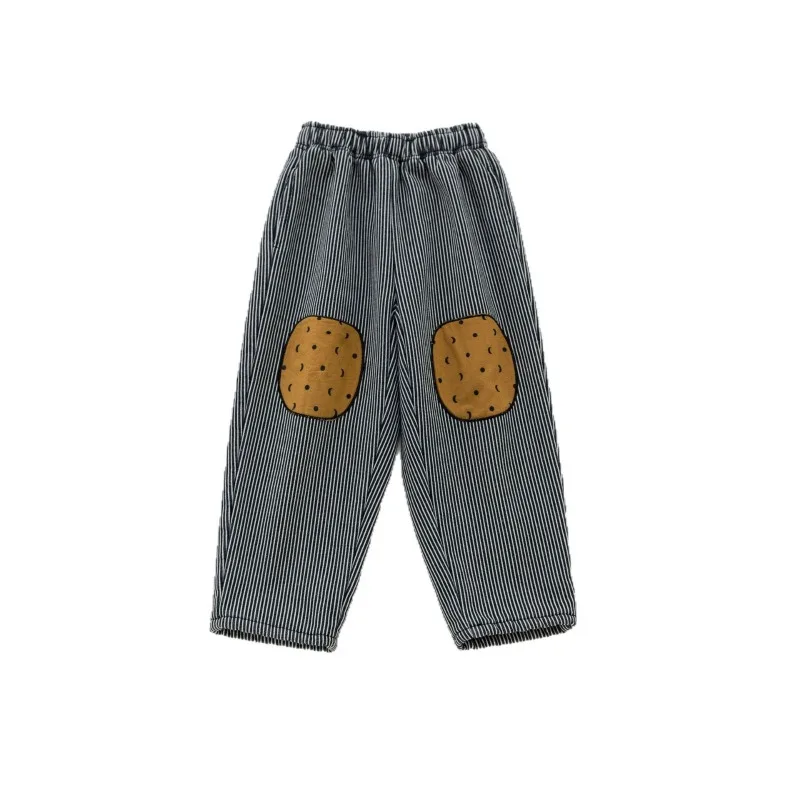 سميكة الصوف الفتيان السراويل الشتاء الأطفال مخطط زين عادية فضفاض مستقيم الساق السراويل طفل تنوعا ملابس خارجية W5235 #3