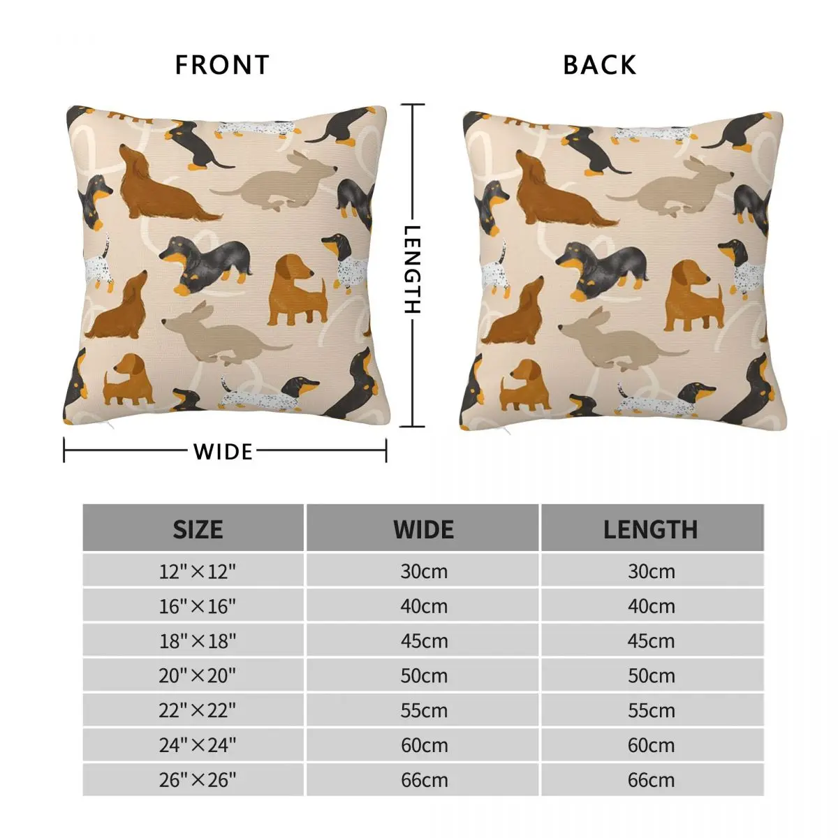 Sausage Dog Dachshund Cute Square Pillowcase Cushion Cover Pillow Case Throw Pillow Cover for Home Bedroom Car