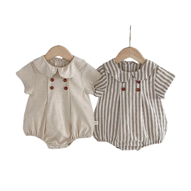 2024 Summer Bodysuit for newborn Peter pan Collar Bodysuit Cute Jumpsuit Toddler Baby girl clothes