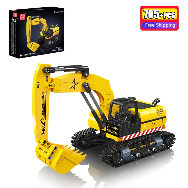 

MOLD KING 705 шт. модель экскаватора комплект техническая инженерная машина строительные блоки кирпичи сборка развивающие игрушки подарки