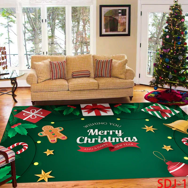 Santa Claus Living Room Carpet, Christmas Decoration, Non Slip, Washable Bedside Area Rug, Bedroom, Kids Play, Soft Floor Mat