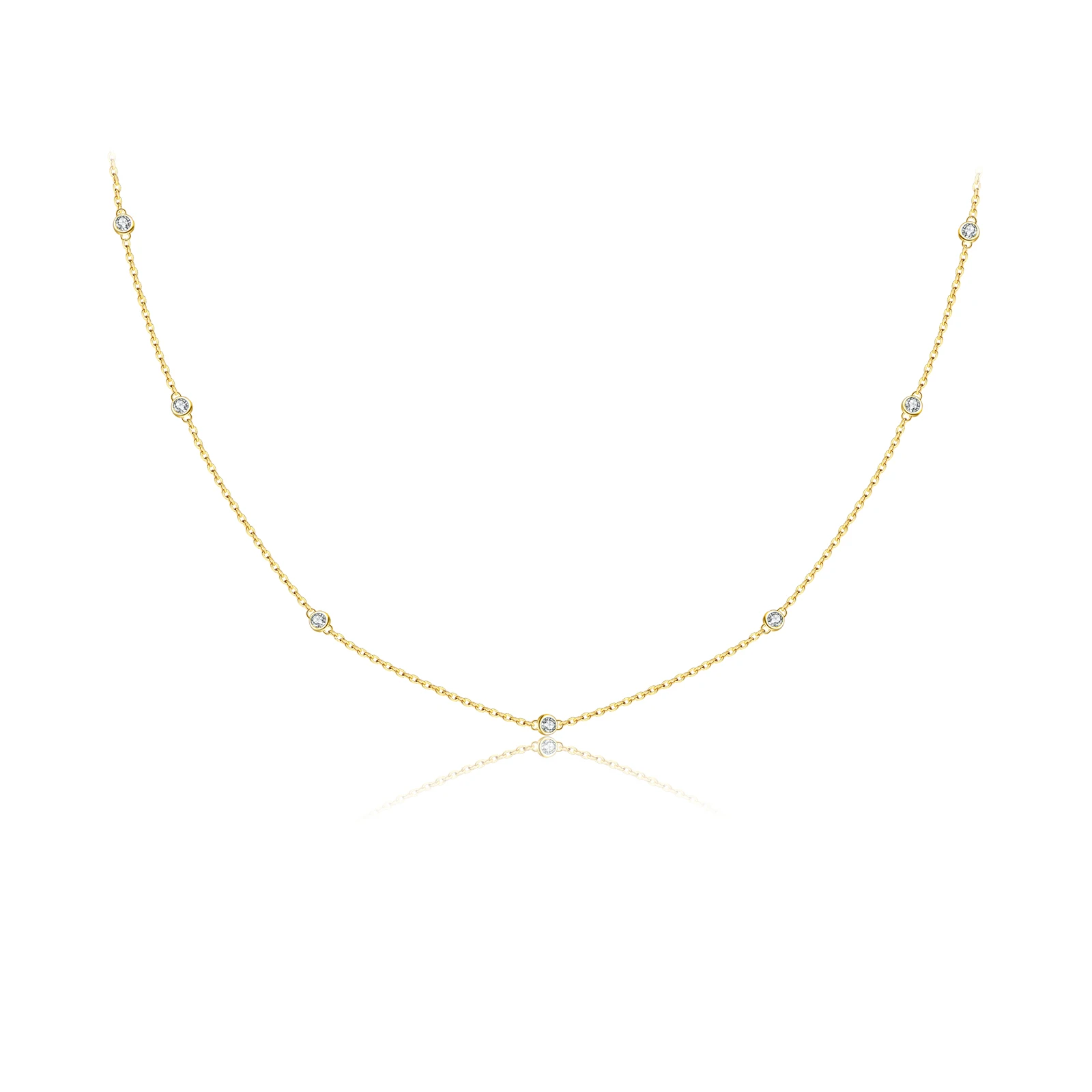 DPLAOPA 925 Sterling Silver Dainty Zircon CZ Charm Choker Naszyjnik Długi Łańcuch Luksusowa Biżuteria 2022 Ślubne Kryształowe Klejnoty — zdjęcie 2