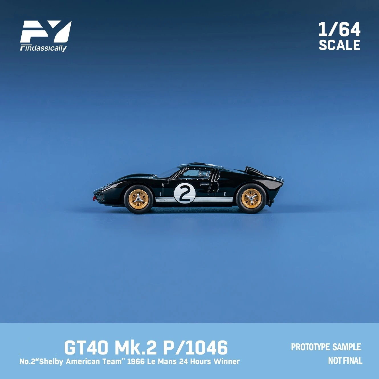 Findclassically FY 1:64 GT40 MK II Schwarz 2 #   Farbdruckguss-Modellauto