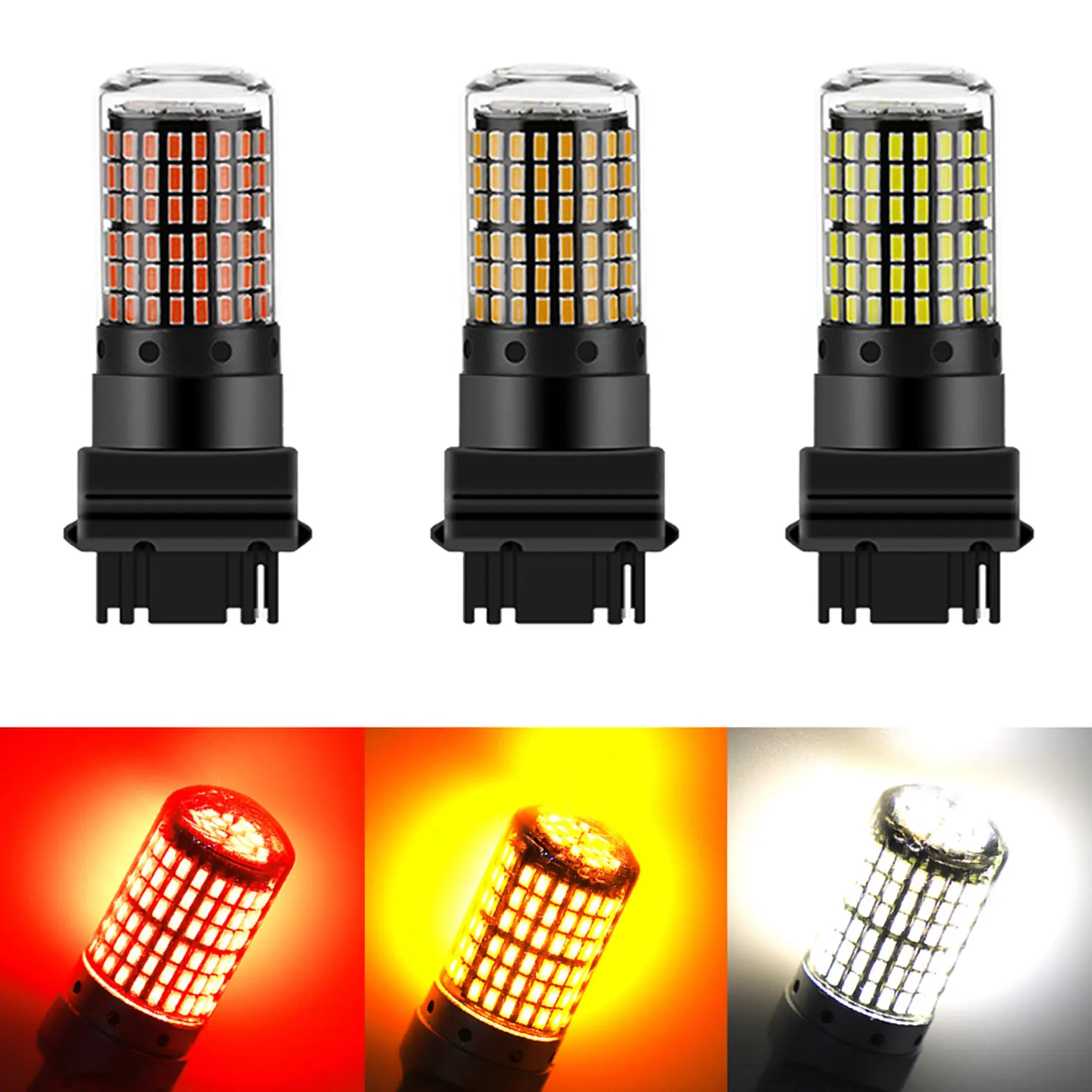 2Pcs LED Bulbs 3156 P27W T25 3014 144Smd Canbus Lamp High Bright Car Tail Bulb Brake Lights Reverse Signal Lamp White