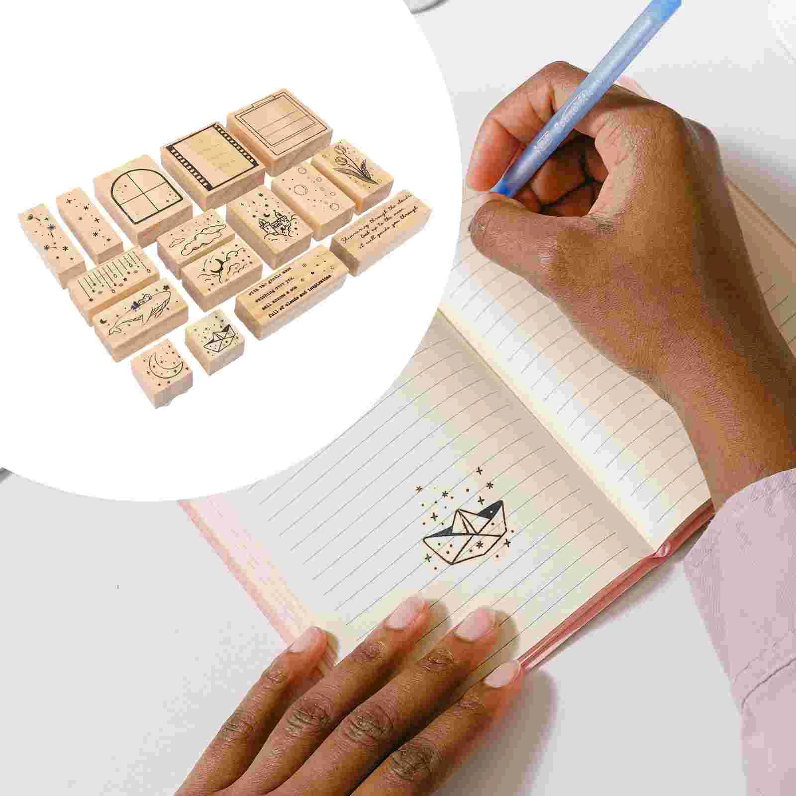 Hand Stamp Scrapbook Decorative Stamps Vintage Delicate DIY Craft Household Wooden for Crafting Decoration Child Postage