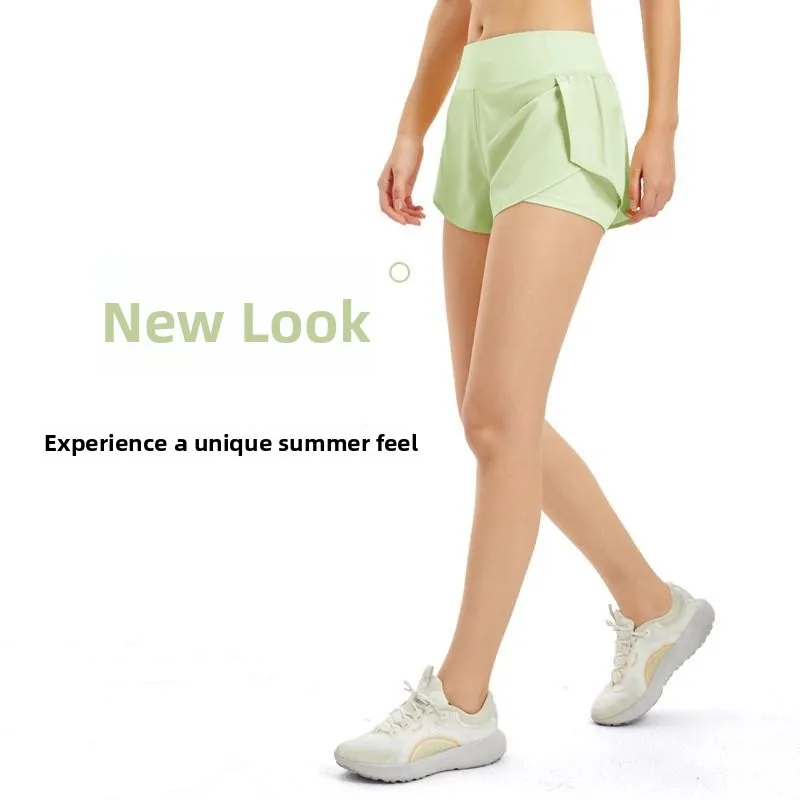 여성용 여름 퀵 드라이 스포츠 바지 가볍고 통기성 좋은 요가 바지 야외 러닝 핫팬츠 캐주얼 바지
