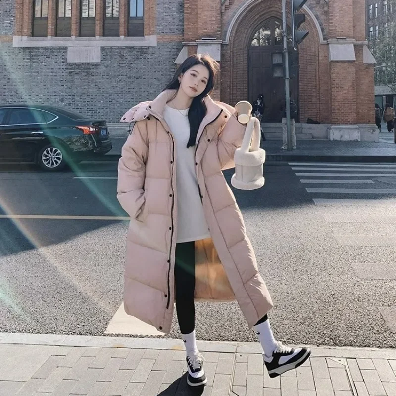 Imagem -04 - Cabolsa Grosso e Solto Feminino Sobretudo com Capuz Parkas Longos Outwear Quente Simplicidade na Moda Tamanho Grande Novo Inverno 2023