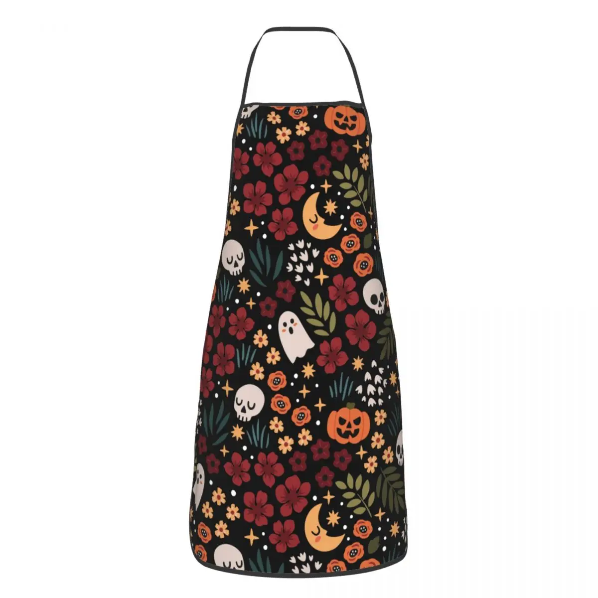 Custom Halloween Pumpkin Skull Apron for Women Men Unisex Bib Kitchen Cooking Tablier Cuisine Chef Baking