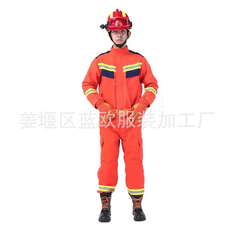 6Pcs 20 Style Emergency Rescue Suit  New Pure Cotton Firefighting Suit  Set Disaster Relief Emergency Helmet Gloves Boots