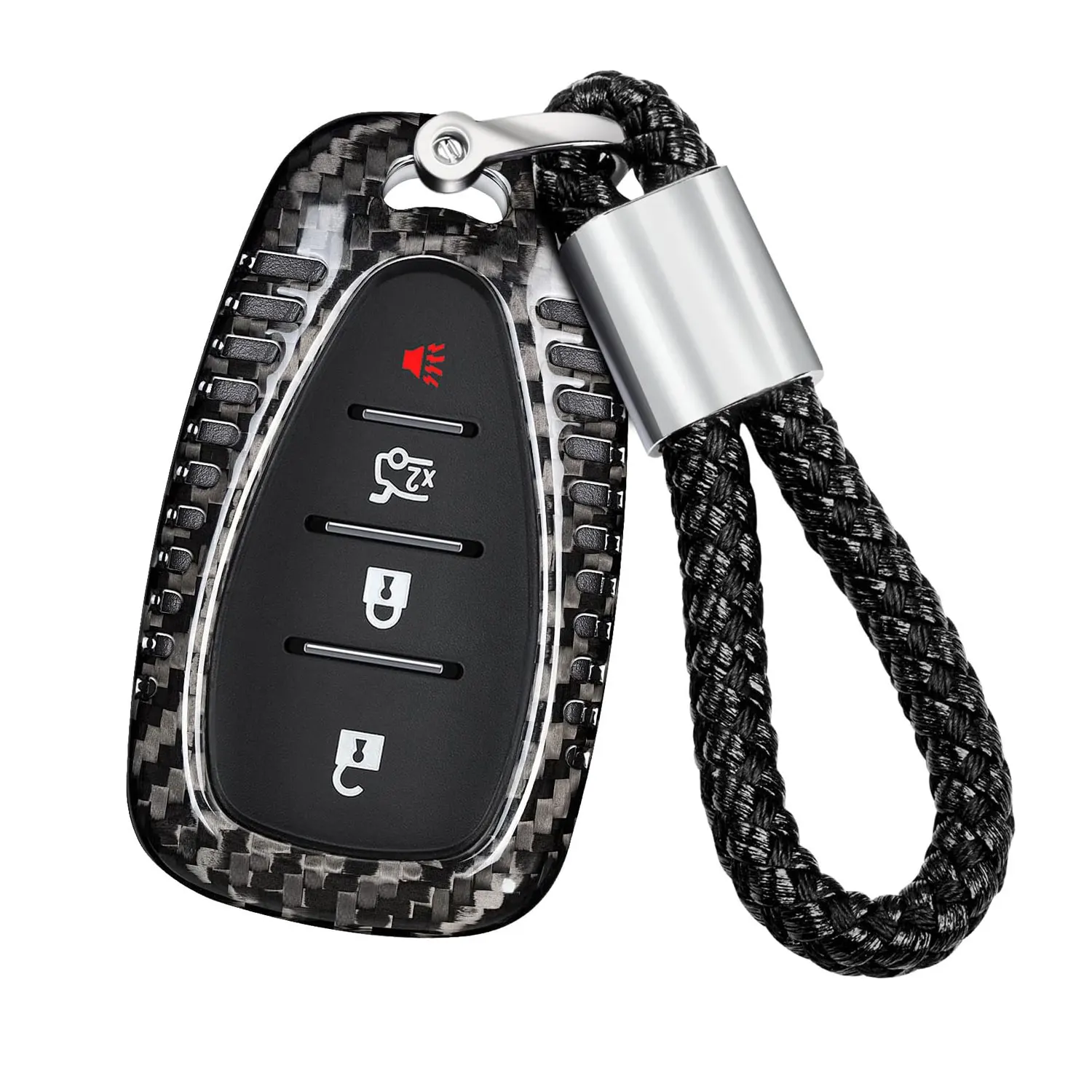 

Key Shell for Chevy, Carbon Fiber Key Fob Cover for Chevrolet Camaro Equinox Malibu Traverse Blazer Bolt Cruze Volt Trailblazer