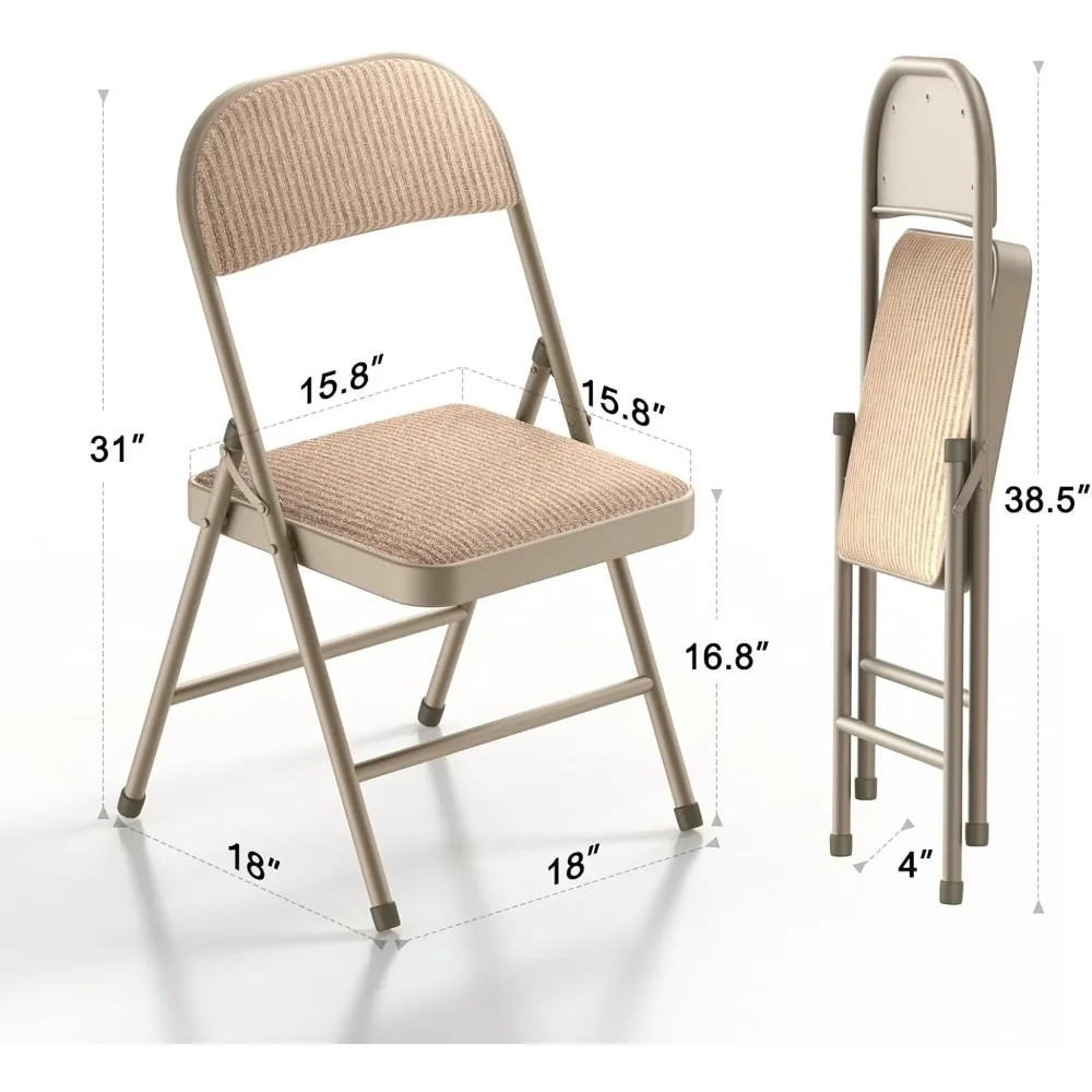 Nazhura-Juego de sillas plegables de tela con cojín acolchado y respaldo, asiento Outdoo interior para eventos de oficina en casa, paquete de 4