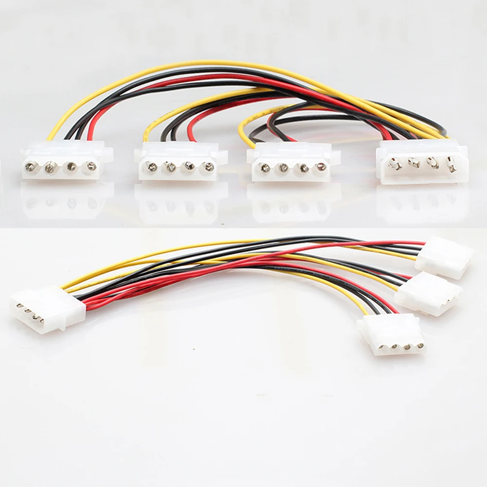 4 Pins Molex Male to 3 Port Molex IDE Female Power Splitter Computer Adapter 4 Pins IDE Power Cable