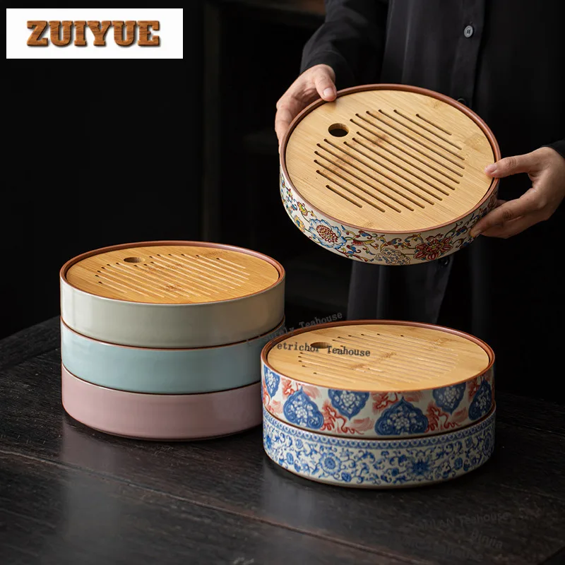 

Ru Печь для хранения воды, бамбуковый поднос для чая, тарелка для закусок, доска для хранения кофе, основа для чайника, посуда для сервировки, принадлежности для напитков