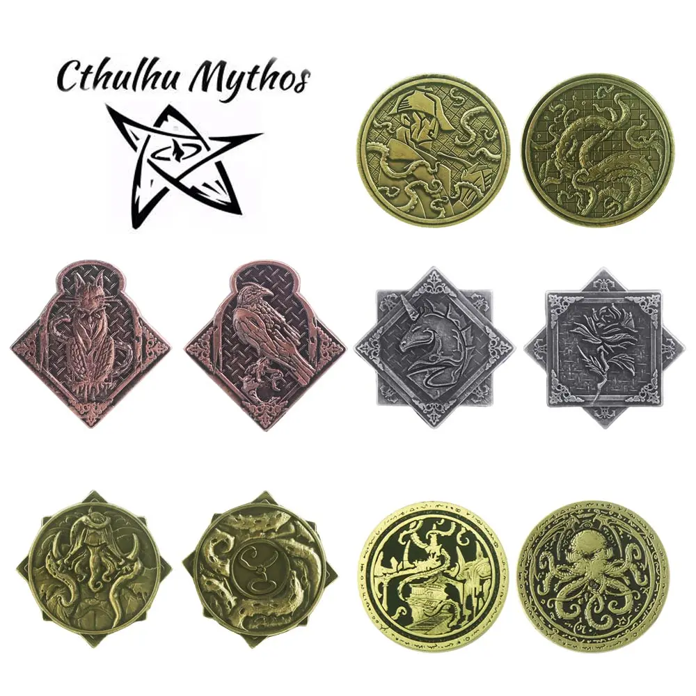 Cthulhu Mythos Coins Keychain Necronomicon Coin Double -sided Keychains Horror Story Demon Hunter Accessories Collection Jewelry