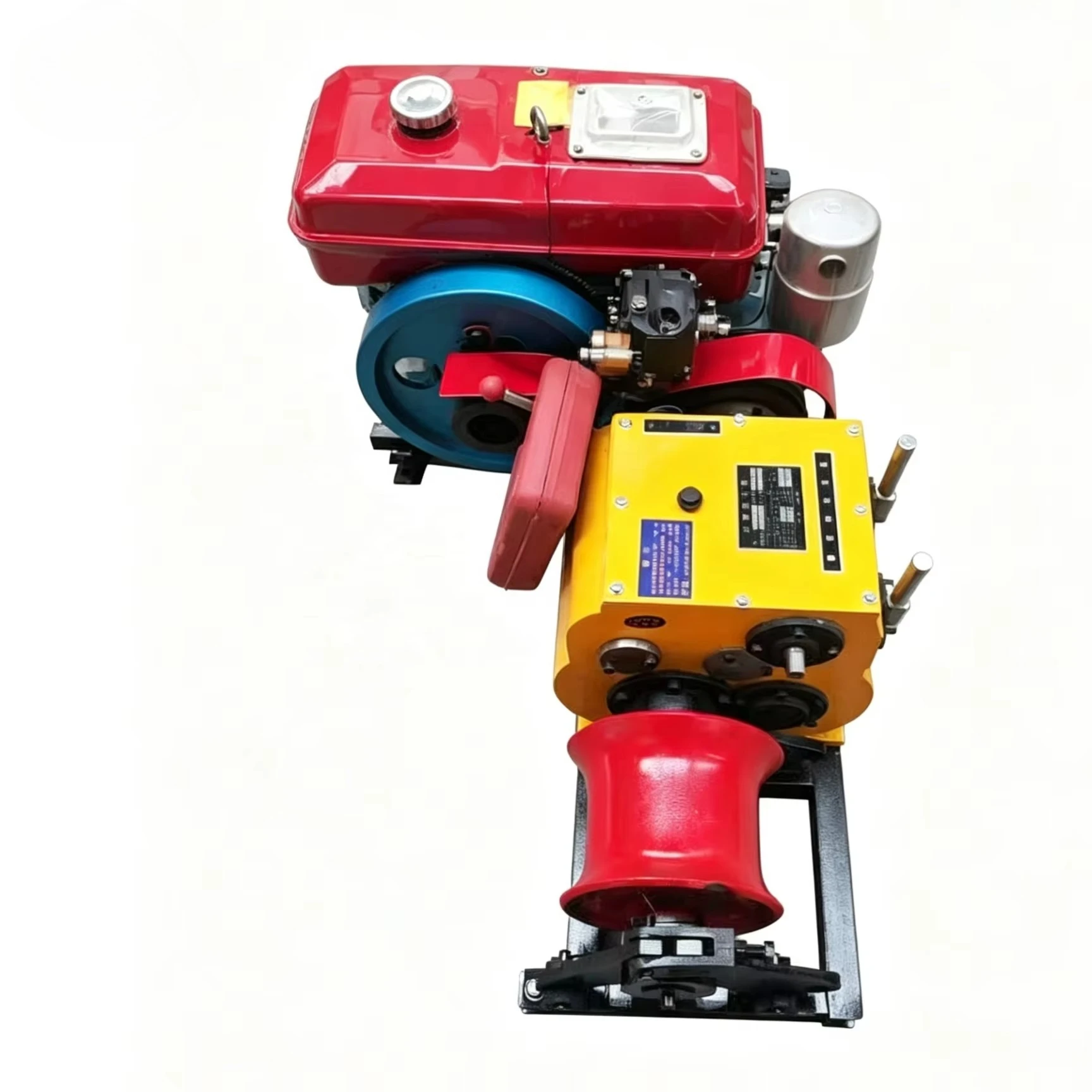 For 50kN Diesel Cable Winch Machine For Overhead Line Stringing And Conduit Pulling Heavy  Single Drum Winch With Clutch Con