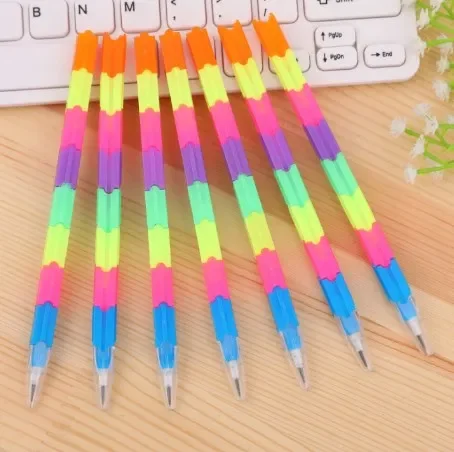 12 Stück multifunktion ale Regenbogen Kugelkopf Baustein Stift Kind Schule Zeichnung Malerei Holz Blei Bleistifte Briefpapier Lieferungen