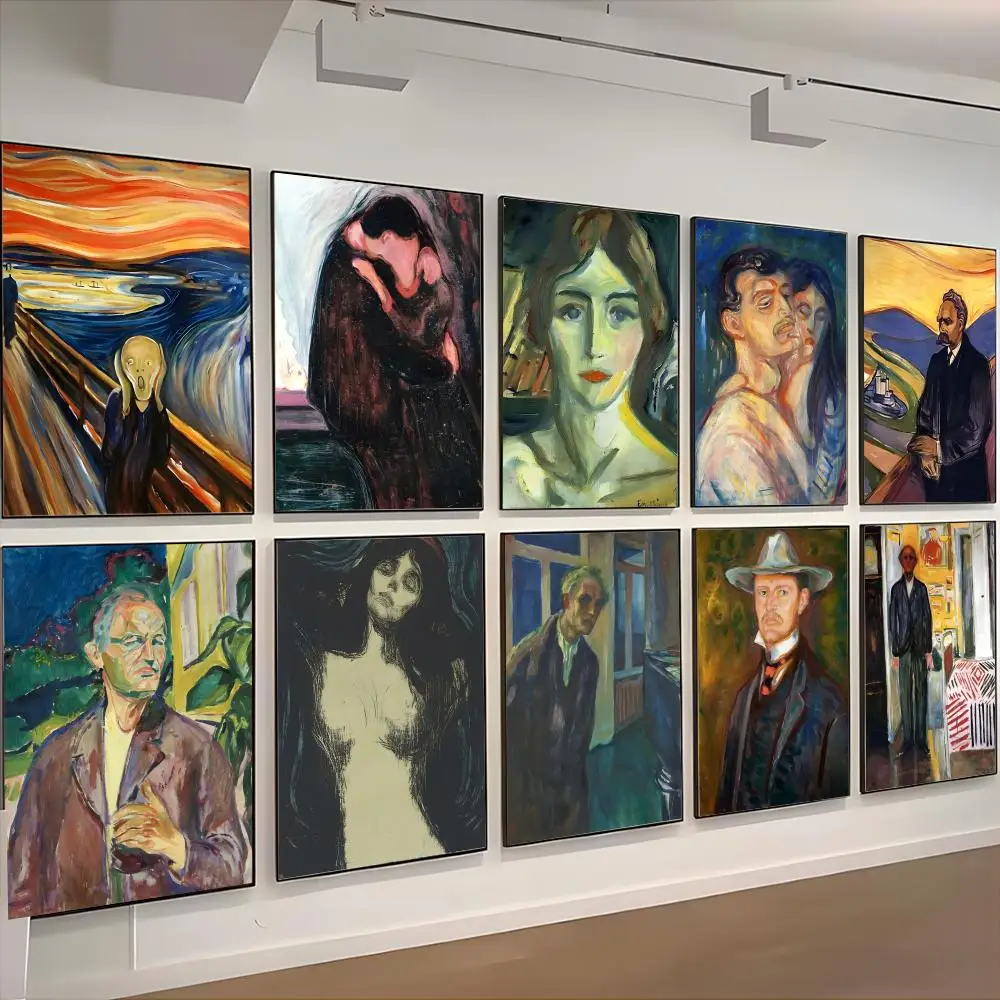 Expressionist Artist Edvard Munch Poster Retro Kraft Paper Sticker DIY Room Bar Cafe Aesthetic Art Wall
