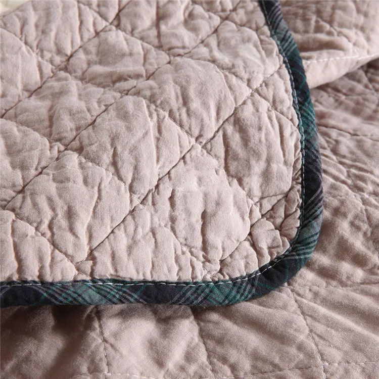 Patchwork-Baumwoll-Steppdecken-Set, 3-teilig, gesteppte Tagesdecke, Queen-Size-Bett, karierte Bettdecke, Decke im Schlafzimmer, Bettbezüge, Matratzenauflage – Detail 11