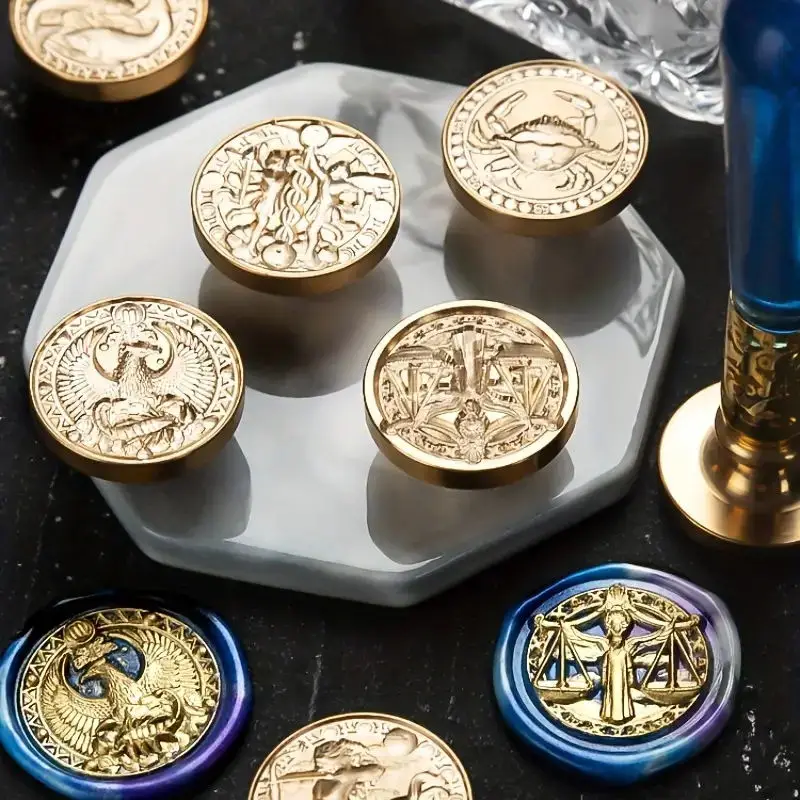 3D Constellation Series Wax Seal Stamps 25mm Embossed Stamp Head For Decorating Greeting Cards Gifts Nuclear Envelopes