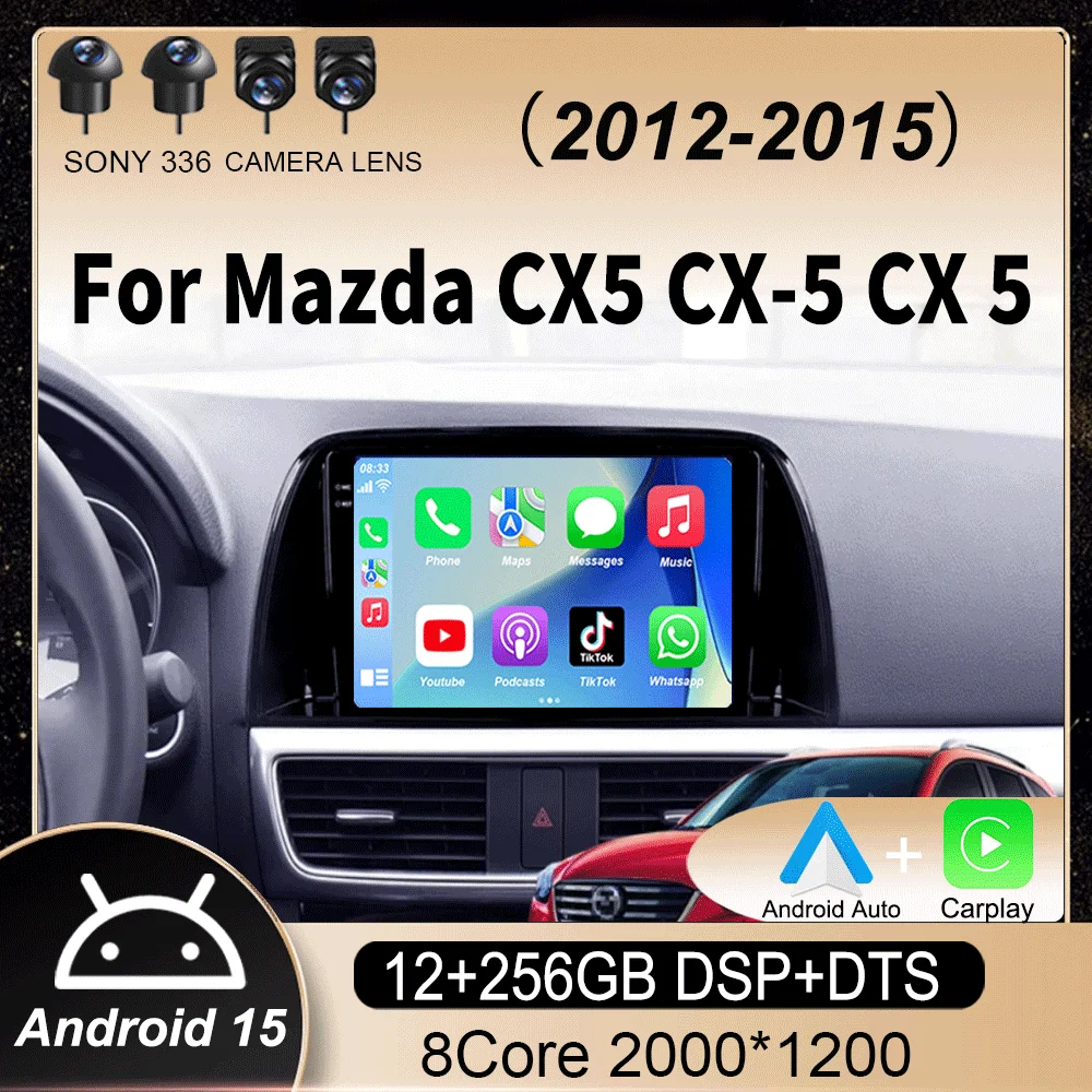 

Android 15 Video Player Car Radio 2 DIN For Mazda CX5 CX-5 CX 5 2012 2013 2014 2015 WIFI+4G Head Unit GPS Carplay Auto DSP