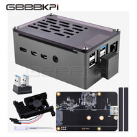 GeeekPi  Aluminum Brick Case Black Shell with M.2 SATA SSD Adjustable Speed 3510 Cooling Fan for Raspberry Pi 4 Model B