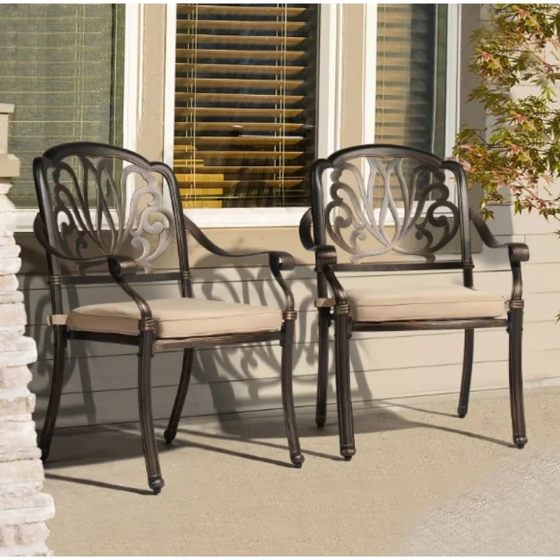 

Outdoor Dining Chairs Set of 2 Aluminum Patio Chairs, Cast Aluminum Patio Furniture Aluminum Outdoor Chairs,Balcony Bronze