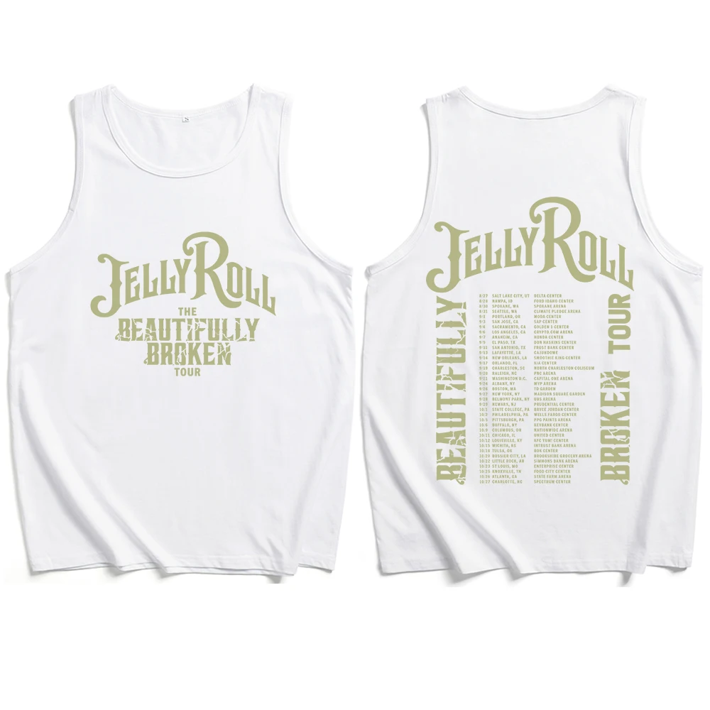 Jelly Roll 2024 The Beautifully Broken Tour Vest Crew neck Sleeveless Summer Tank Shirts