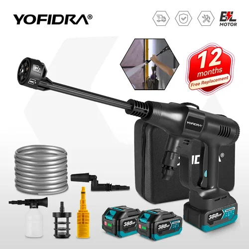 YOFIDRA 브러시리스 고압 세차 물총, 6 in 1 청소 정원 세척 스프레이건, 마키타 18V 배터리용, 200Bar 