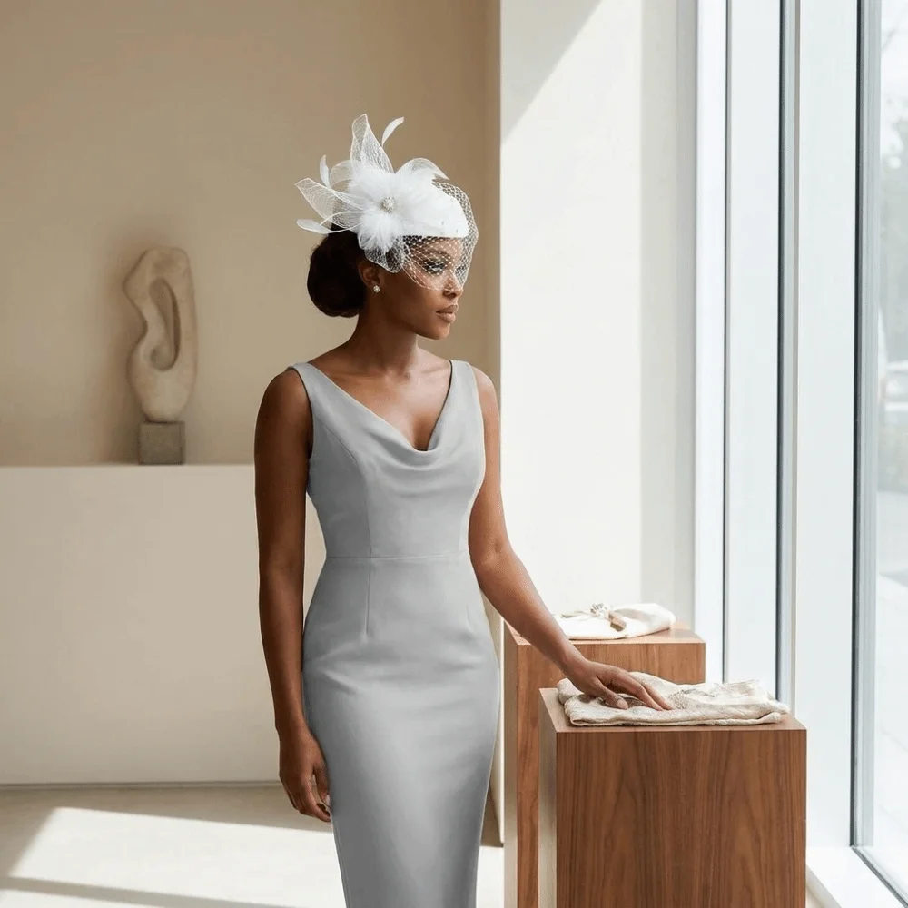Pearl Elegant Feather Mesh Fascinator Hat Polka Dot Veil Polyester Bridal Beret Elegant Style Ready to Wear Head Wrap Banquet