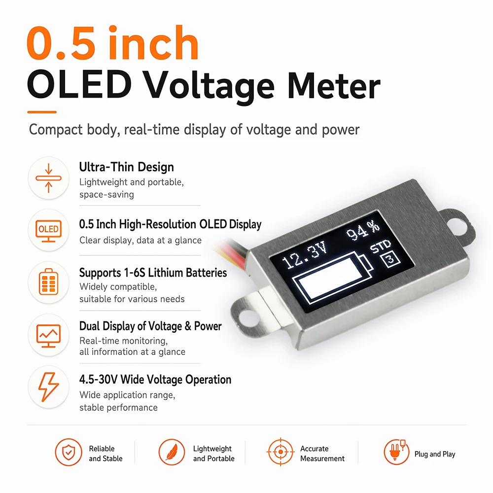 Dc 4.5-30v Mini Battery Level Indicator 1s~6s Lithium Battery Capacity Charge Tester 0.5Inch Led Indicator Light Display Board
