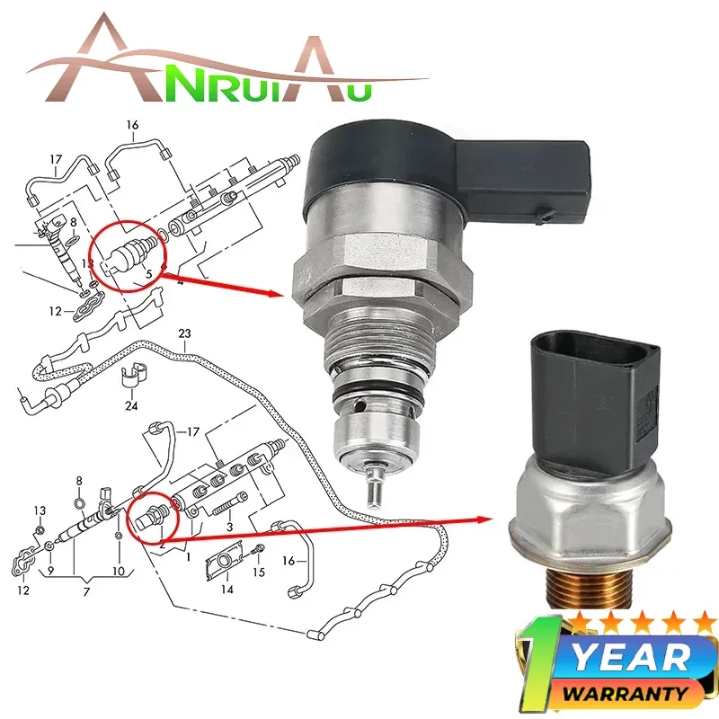 

Fuel Pressure Regulator and Fuel Pressure Sensor 0281006075 For Audi A6 3.0 TDI 2010-2018 C7 4G2 4GC 4G5 4GD 55PP28-01
