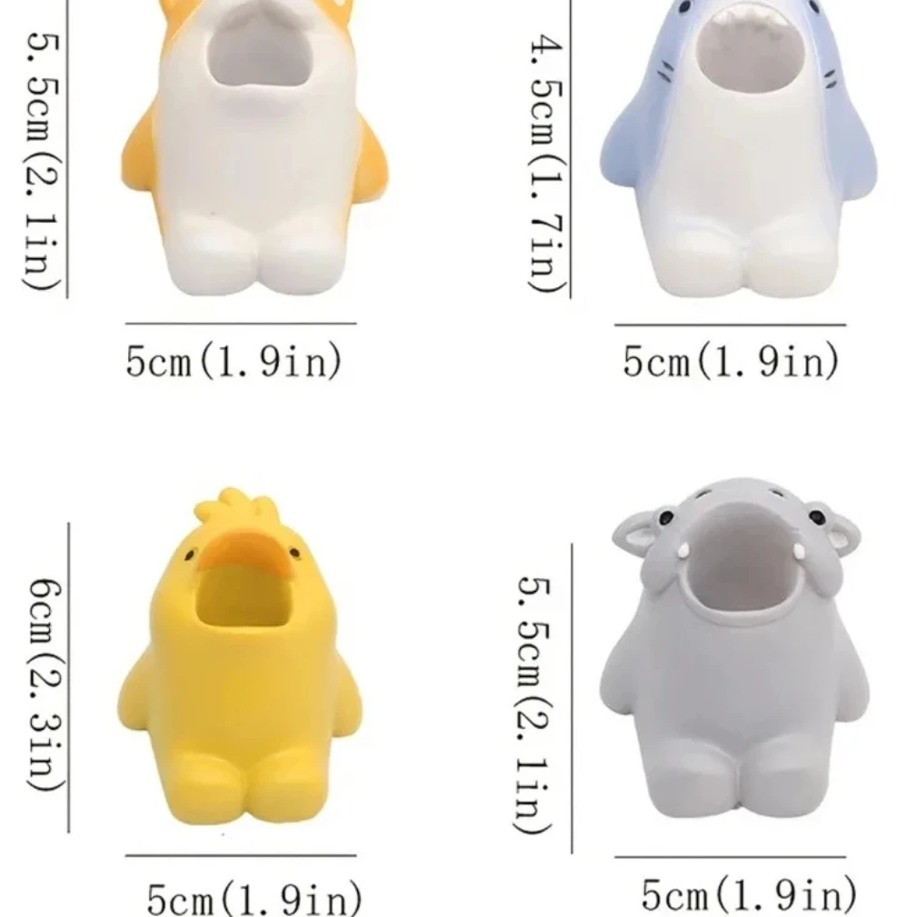 Cartoon Animal Toothbrush Holder Cute Corgi Shark Storage Stand Makeup Brush Stationery Countertop Organizer Bathroom Decoration