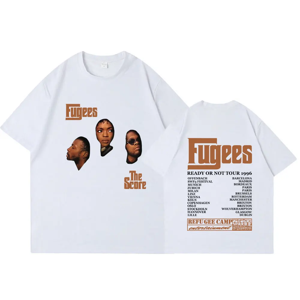 Hip Hop Band The Fugees Score Ready or Not Concert Tour 1996 Oversize T-Shirts Fashion Men\'s Short Sleeve T Shirt Streetwear