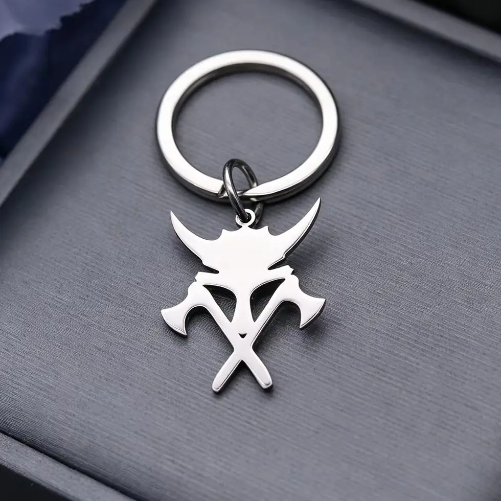 Todorova Double Battle Axe Totem Crossed Axe Keychain Men Personality The Fantasy Axe Stainless Steel Keyring Fashion Jewelry