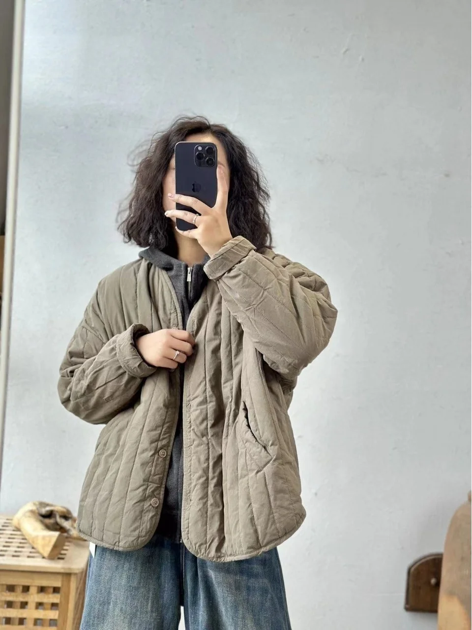 

Retro Design Cotton Jaet V-Ne Striped Vest Brand Women's Faion Winter Thiened Long Sve Single Button Closure