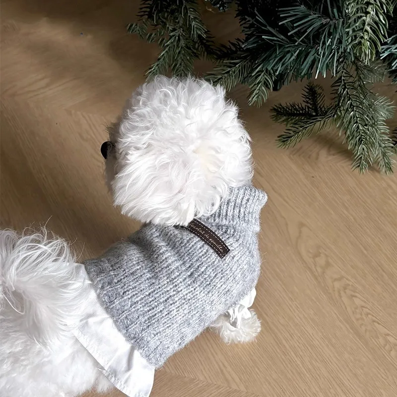 

High-Quality Warm-Toned Grayish Pink Solid-Color Dog'S Knitted Pet Sweater For Yorkshire Terrier Bulldog Schnauzer