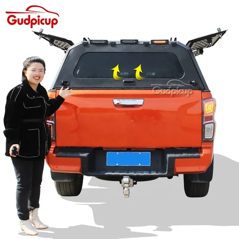 pickup truck canopy Steel Hard top Topper Camper Truck Canopy for mazda bt50  with led light and top rack