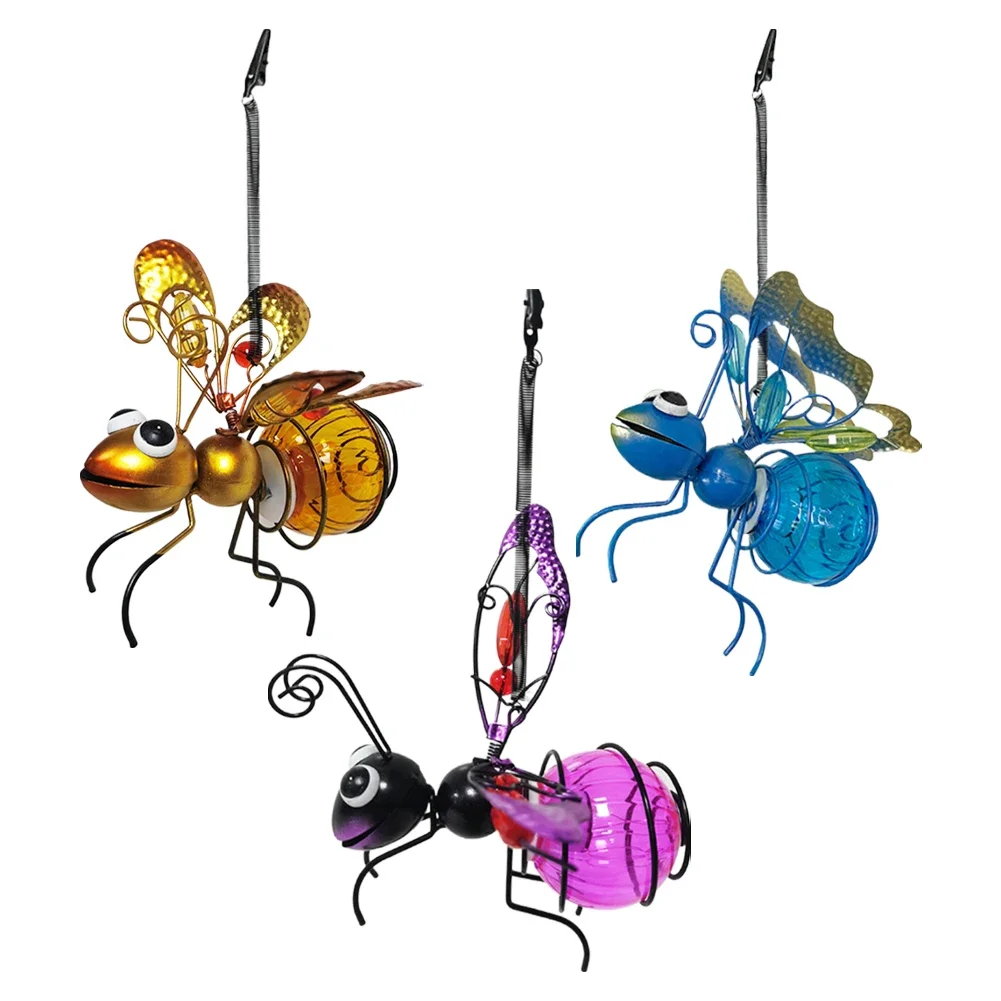 

Solar-Powered Hanging Bee Light Waterproof Outdoor Hanging Lights with Bouncy Springs for Fence Yard Courtyard Garden Art Decor
