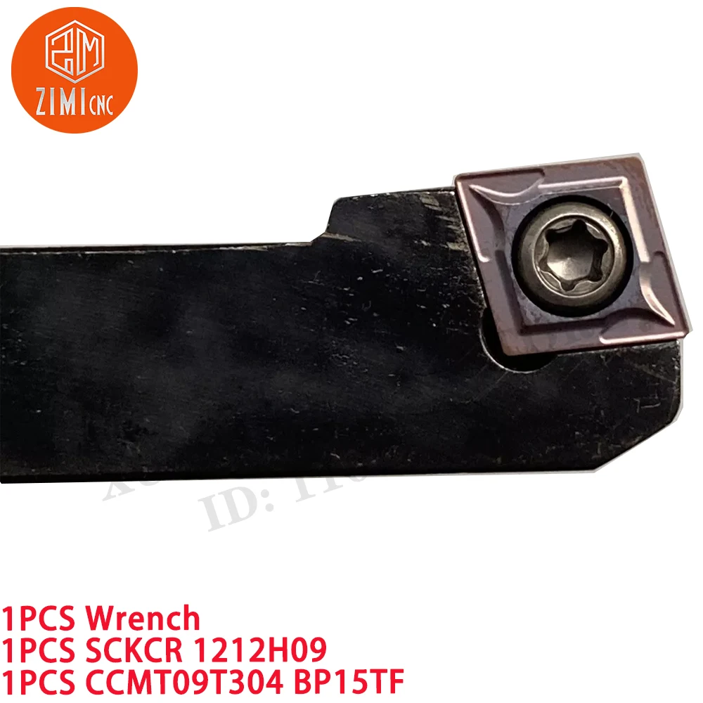 1PCS SCKCR1212H09 Indexable lathe turning tool holder + 1PCS CCMT09T304 BP15TF Carbide Inserts CNC tool metal lathe cutting tool