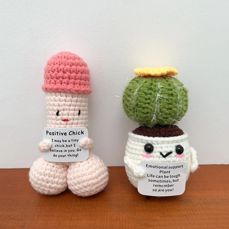 Crochet Energy Potato Mini Pocket Hug Dolls Handmade Plush Knitted Grapes Carrots Potatoes Hand-woven Doll Home Desktop Decor