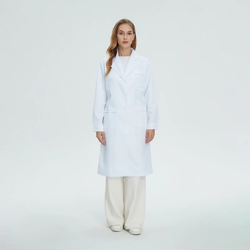 Doctor's Overalls Long Sleeve Coat With Adjustable Belt Professional Work Uniform Women's Clinic Beauty Salon Nursing Workwear