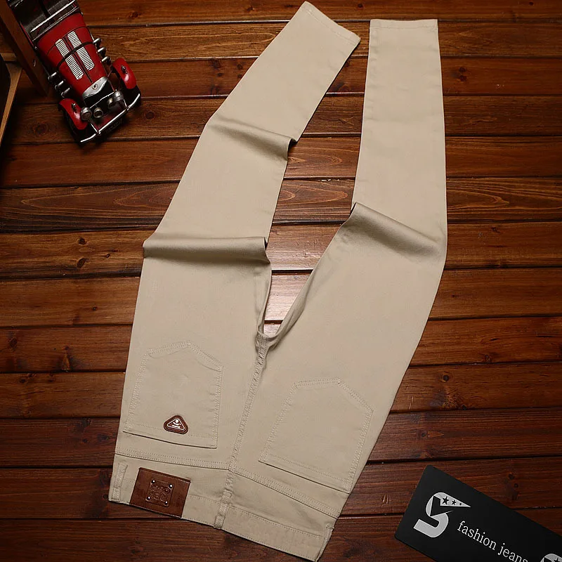 Summer thin jeans for men, light luxury, fashionable, simple, casual, slim fit, small feet, elastic denim pants