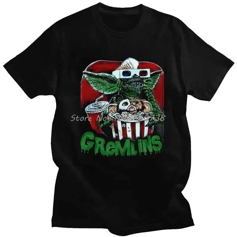 Cotton Men\'s T-Shirt Gremlins Humorous Cotton Tees Gizmo 80s Movie Mogwai Monster Horror Retro Sci Fi T Shirt Gift Streetwear