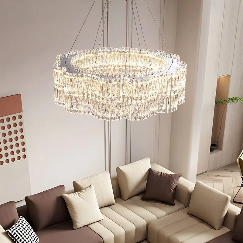 Restaurant lamp chandelier light luxury lamp, long creative design crystal lamp