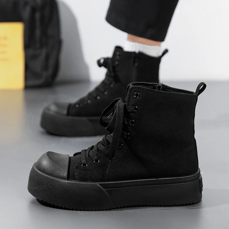 รองเท้าบูทผู้ชาย รองเท้าลำลอง สี่ฤดู รองเท้าบูทหุ้มข้อสูงแบบสบาย ๆ รองเท้าลำลอง รองเท้าบูทสำหรับใส่ทำงานกลางแจ้ง พื้นรองเท้าหนา รองเท้าบูทสำหรับใส่ทำงาน