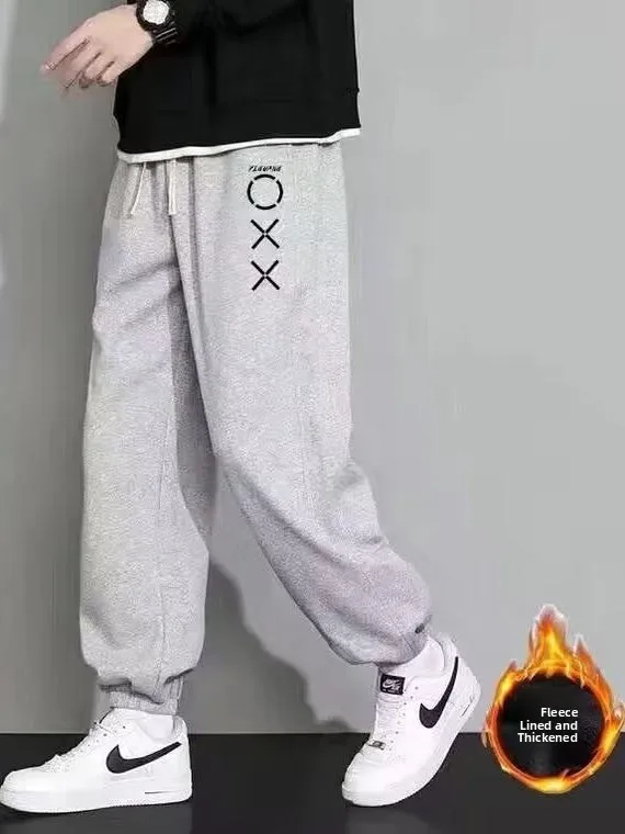 

Men's Winter Thiened Fce Lined Casual Pants Straight Leg plus Size Sweatpants Spor Loose Fit Polyester Fiber