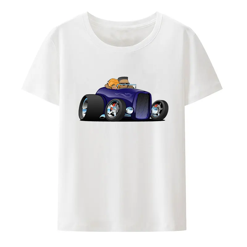 

Классические футболки с принтом автомобиля для мужчин и женщин с коротким рукавом в стиле панк, футболки с рисунком мультфильма, новинка, креативная модная хипстерская рубашка
