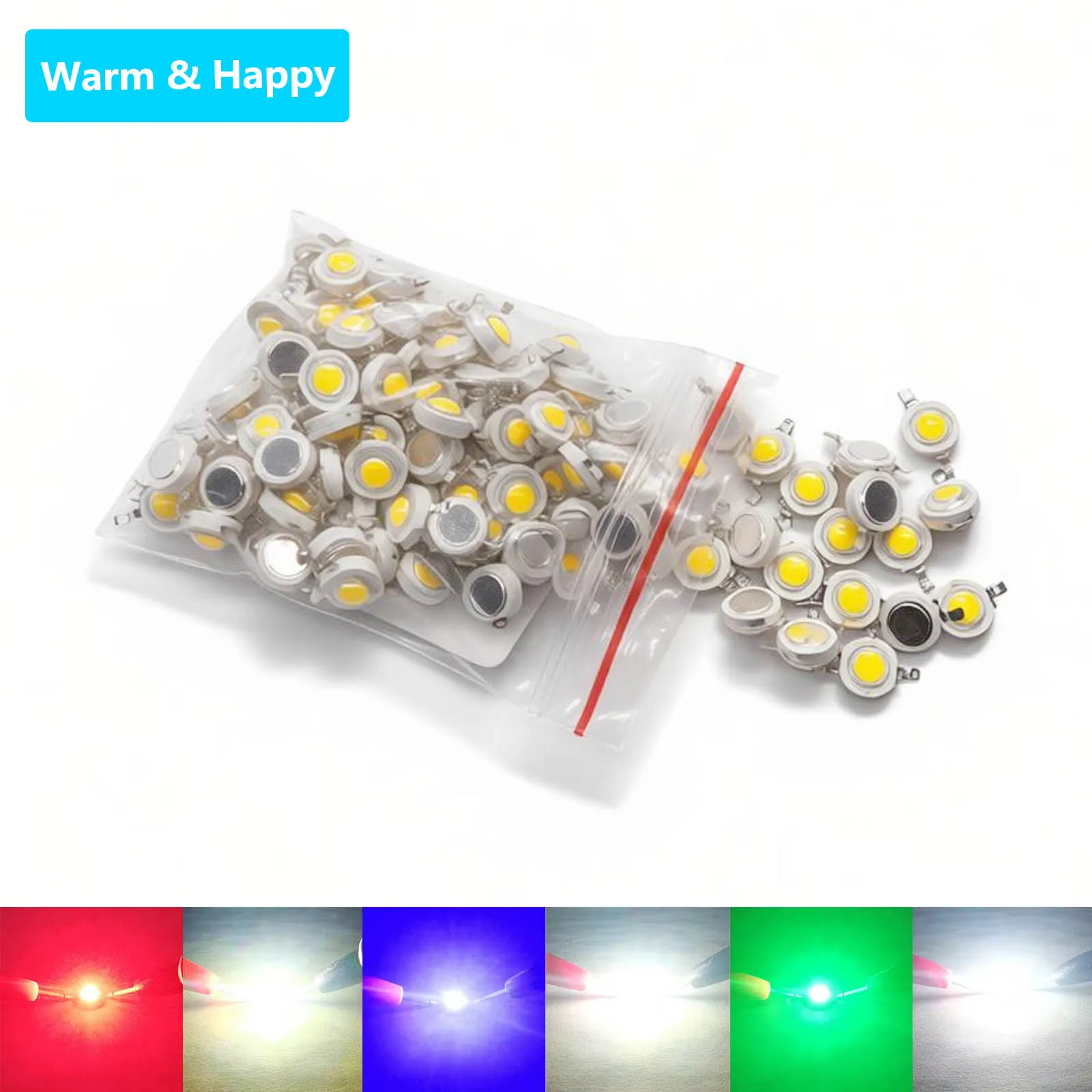 30pcs LED Bead Diode Aluminiu Copper Bracket 1W 3W Suitable For LED Spotlight Bulb Flashlight White Warm White Red Blue Green