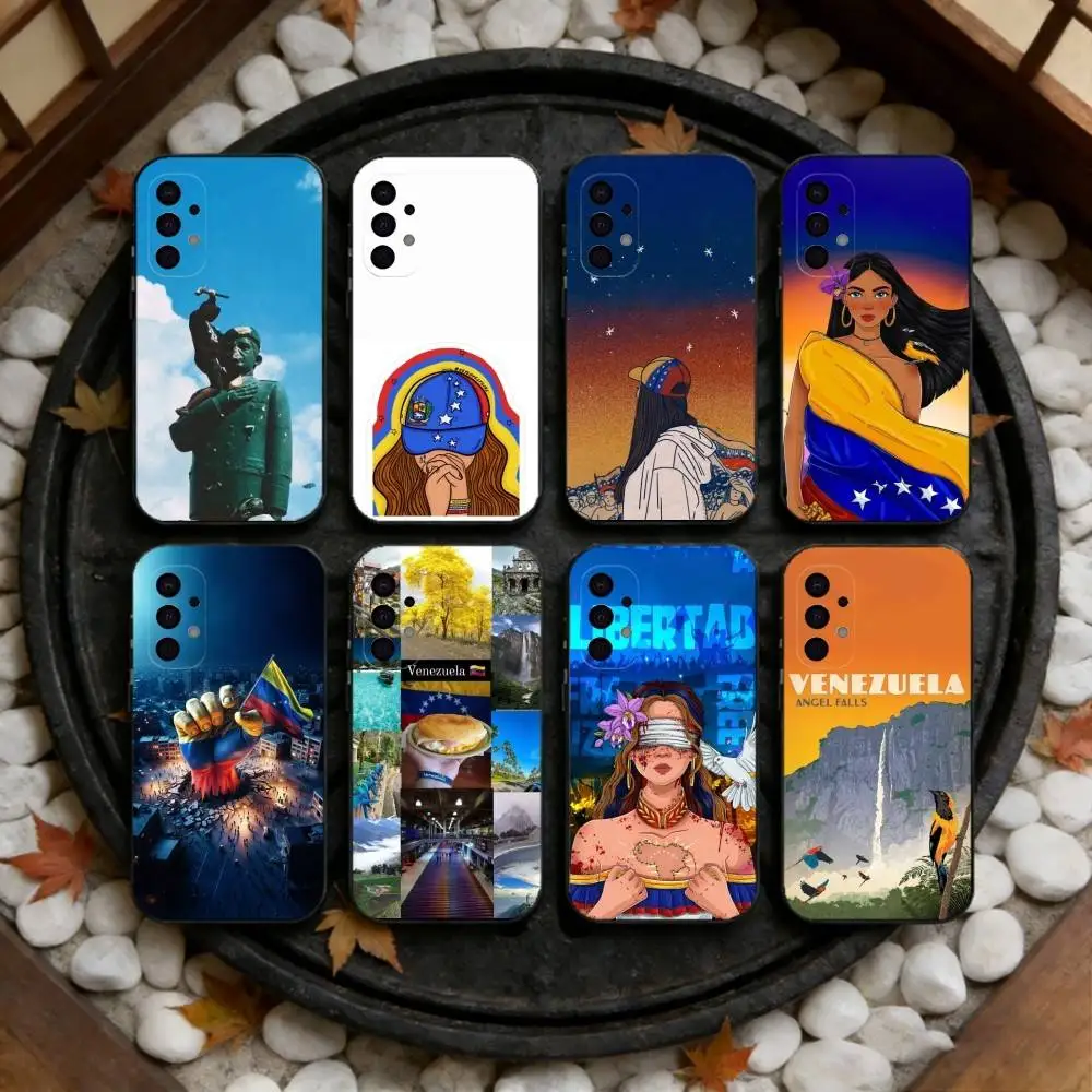

V-Venezuela esthetic Art Phone Case For Samsung S25,S24,S23,S22,S21,S20,Ultra,Plus,FE Black Soft Cover