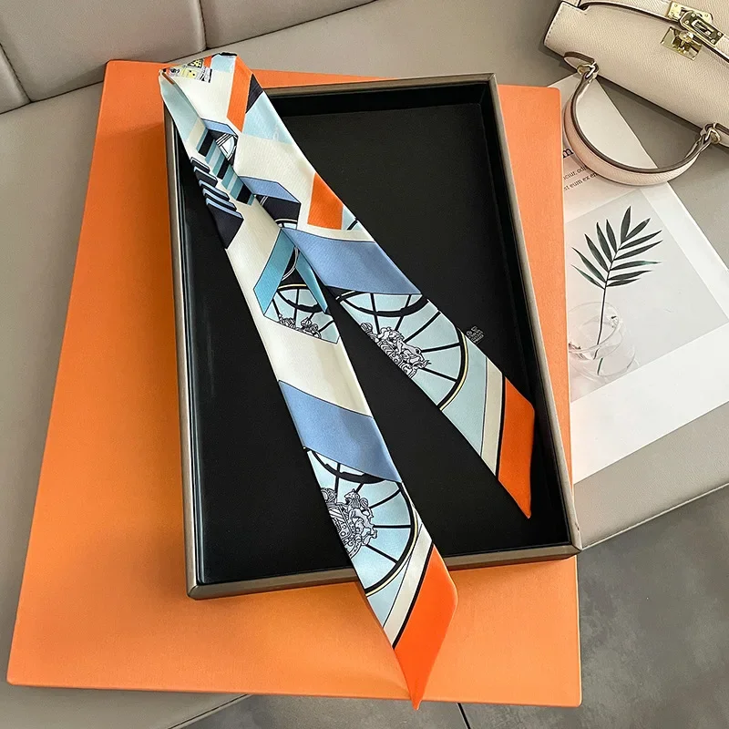 Luxus Marke Gedruckt Tasche Strap Schal Frauen Kleine Silk Schal Stirnband Lange Tasche Zubehör Band – Detail 5